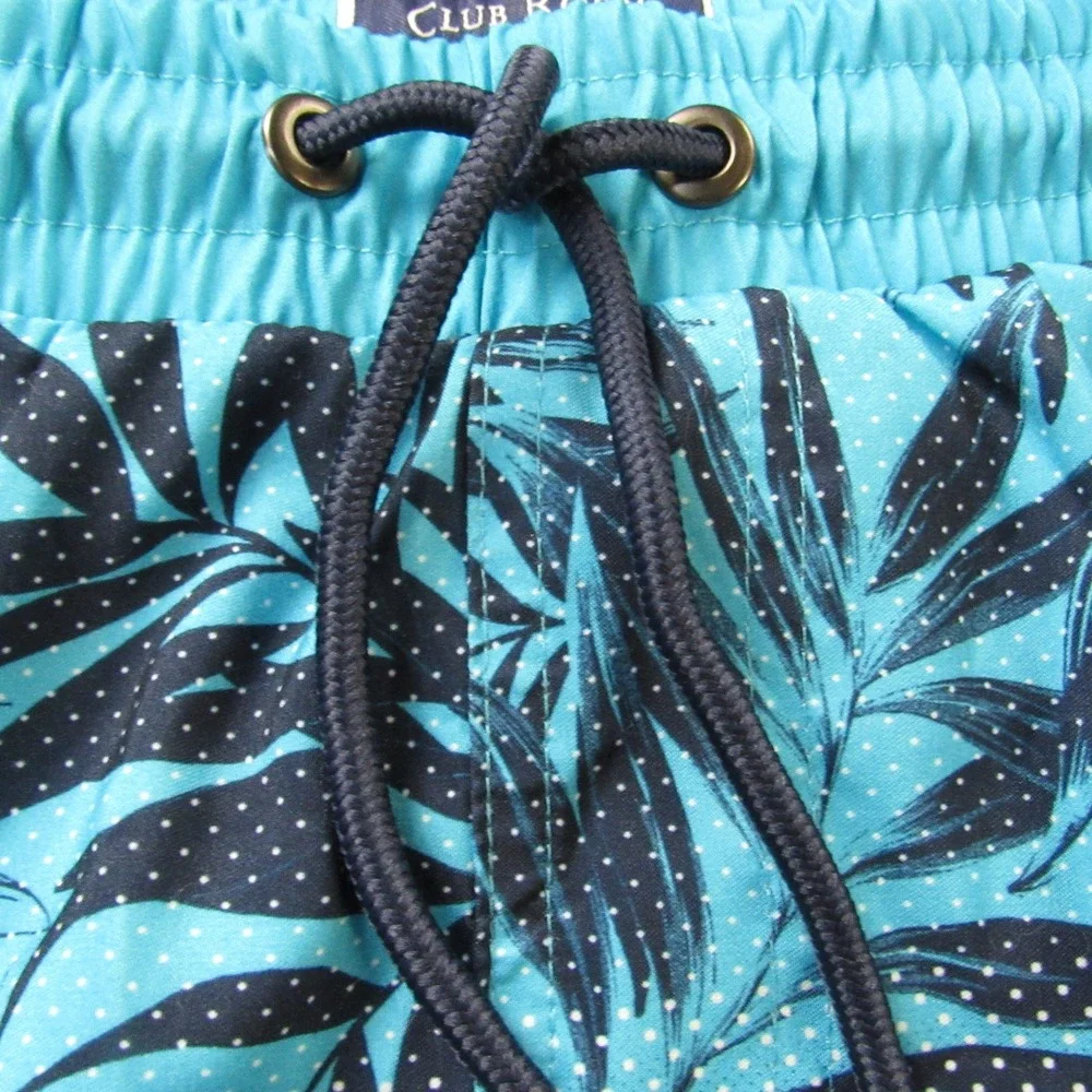 Club Room Swim‎ Trunks Shorts Blue Floral Print XXL Polyester Mesh Lined